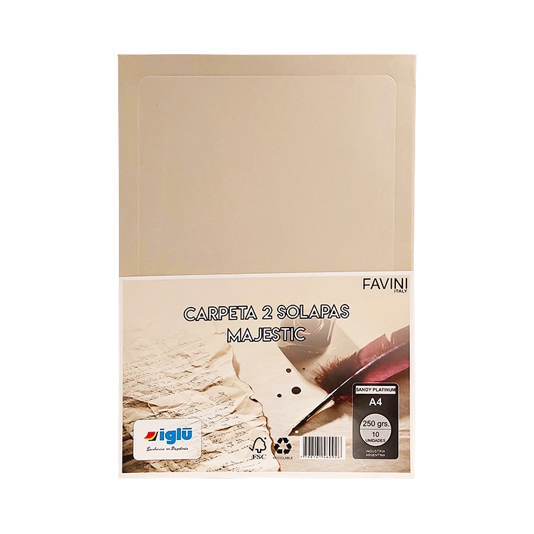 Carpeta 2 solapas Iglu A4 Metalica Sandy Platinum Art.03207 PAUTASSI